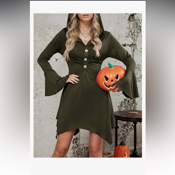 Grim Reaper Army Green medium dress  NEW - Picture 2 of 12